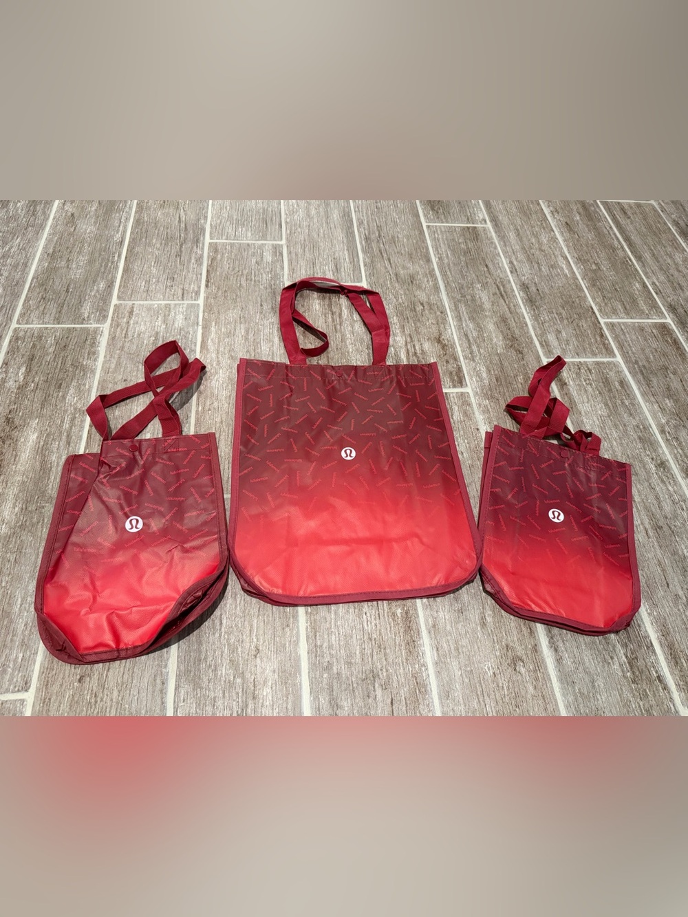 LULULEMON ATHLETICA RED OMBRÉ OMBRE tote shopping reusable bags